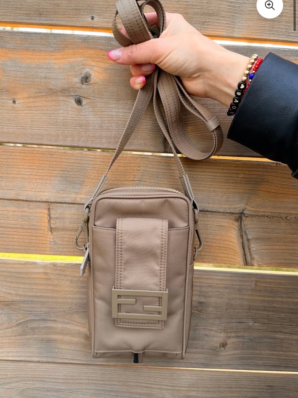 FENDI BEIGE BAGUETTE NYLON UTILITY PHONE MINI BAG